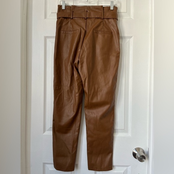 Lucy Paris Tan Faux Leather Paper Bag Waist Pants Small - Picture 4 of 9